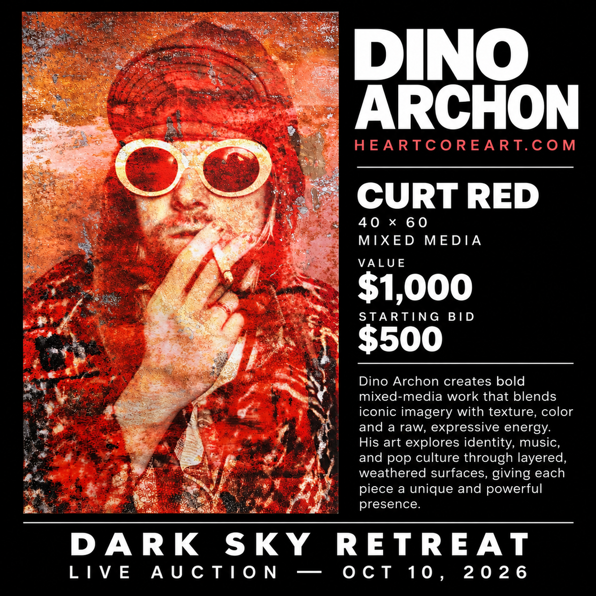 Dino Archon 40X60 Mixed media Value 1000 start at 500 Auction
