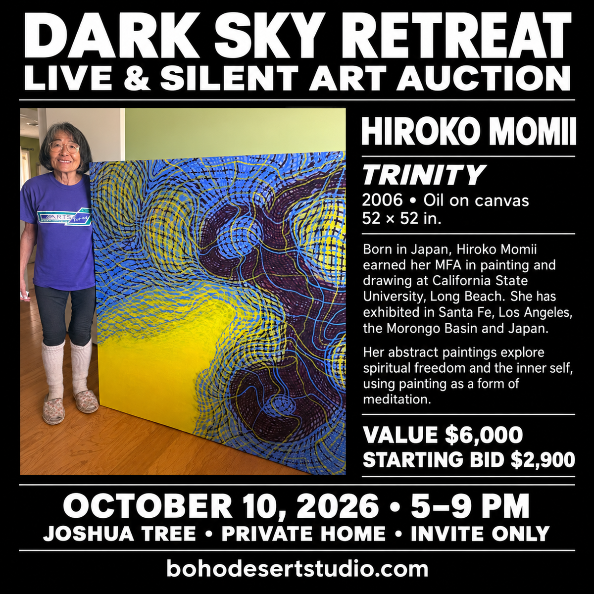 Hiroko Momii "Trinity" Oil on Canvas 52"X52" Starting 2900 value 6000