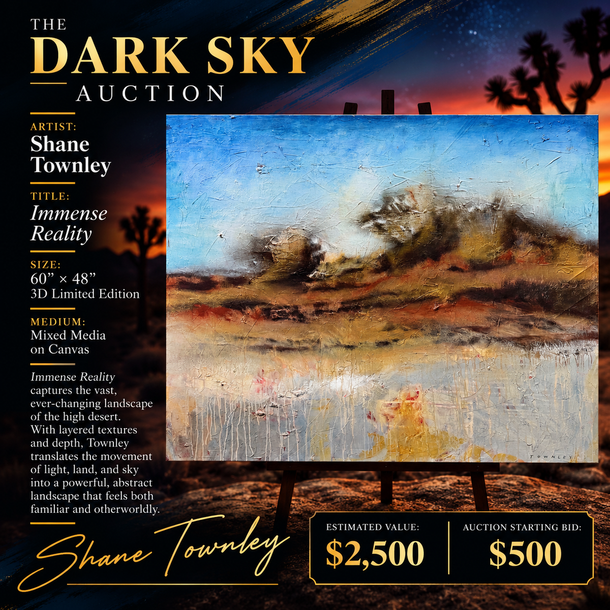 Shane Townley "Immense Reality" 3D Print on canvas 60"X48" Value 2500 start 500