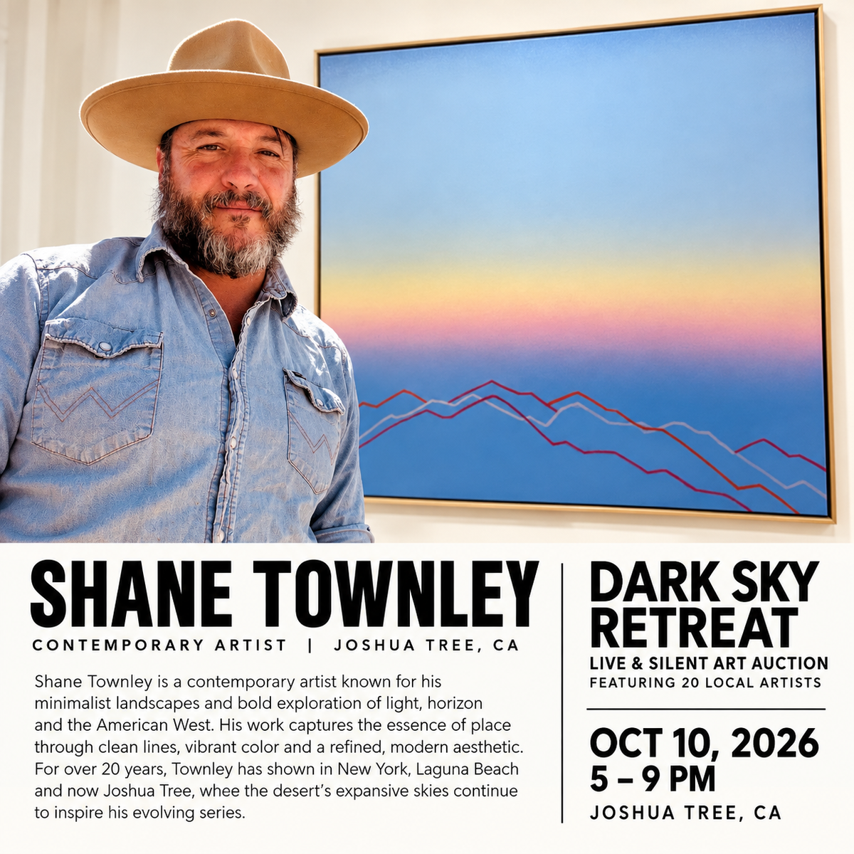 Shane Townley — "Shadow Earth Sanctuary"**  48″ × 48″ · Acrylic on Canvas, Framed · Value $10,000 · Starting bid $3,000
