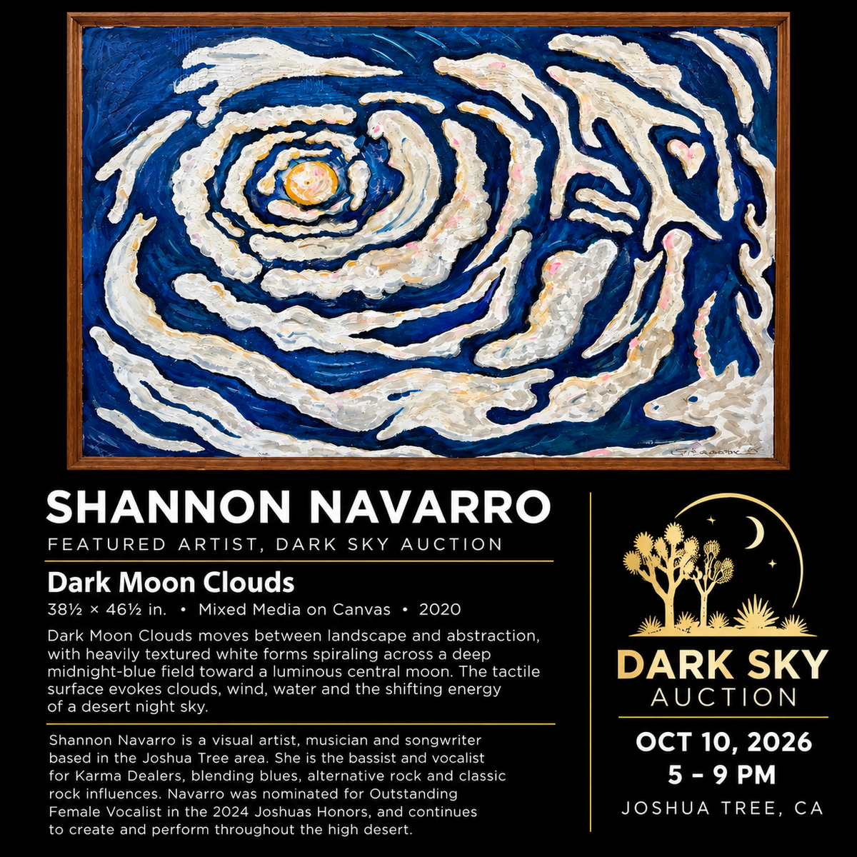Shannon Navarro "Dark Moon Clouds" 38X46 Value 2500 start 500