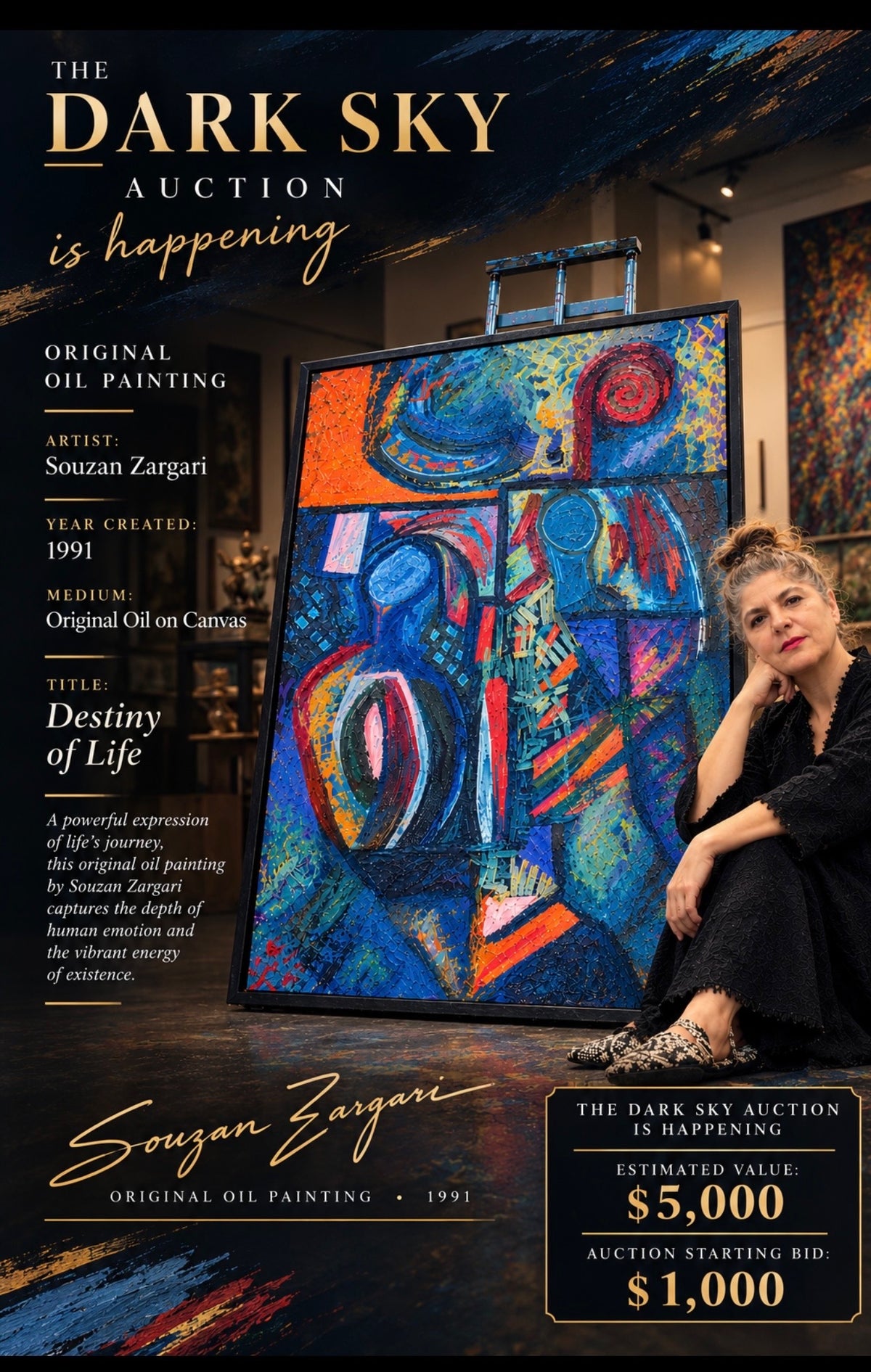Souzan Zargari — "Universe"  Size TBD · Ceramic · Value $600 · Starting bid $200
